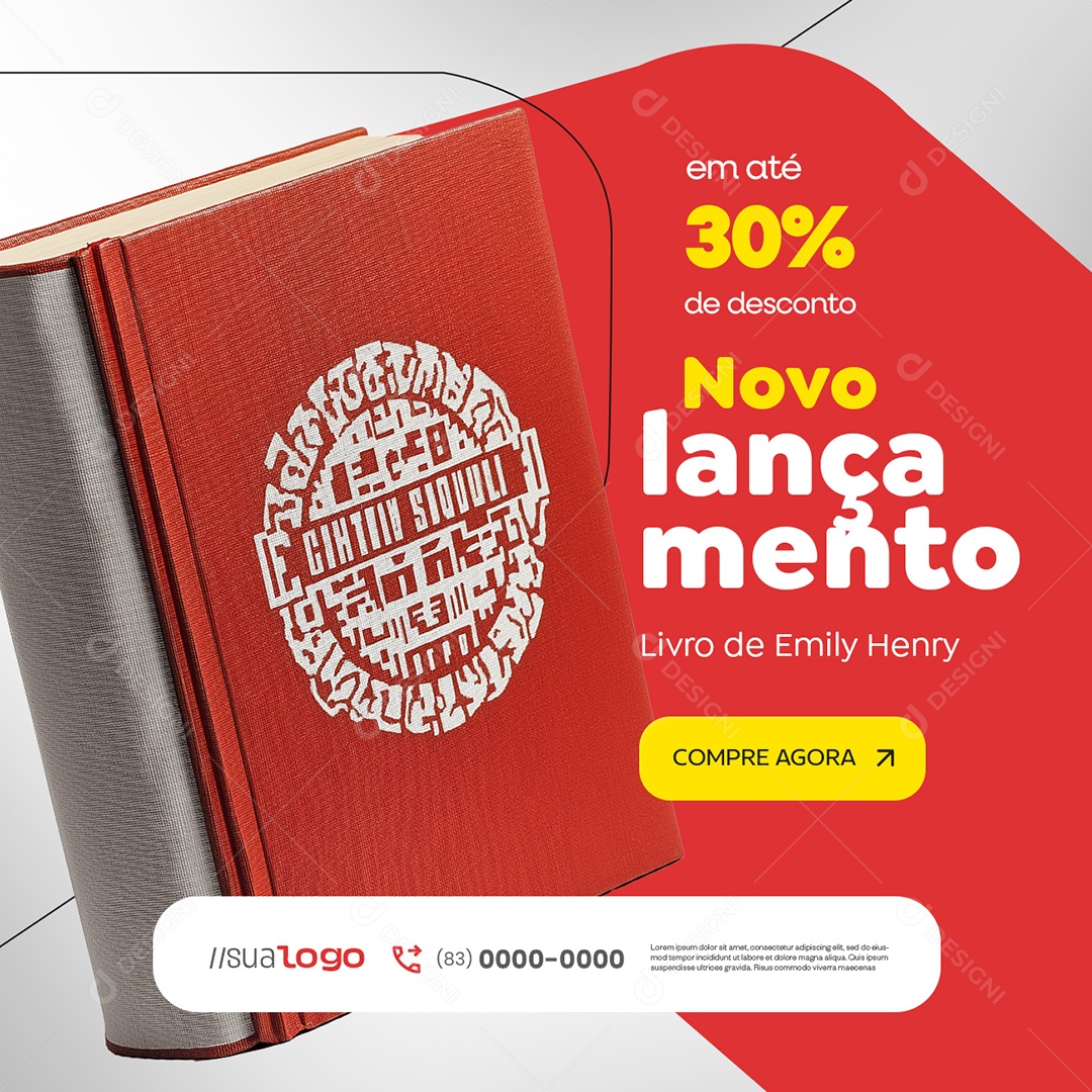 Livraria em Até 30% de Desconto Livro de Emily Henry Social Media PSD Editável