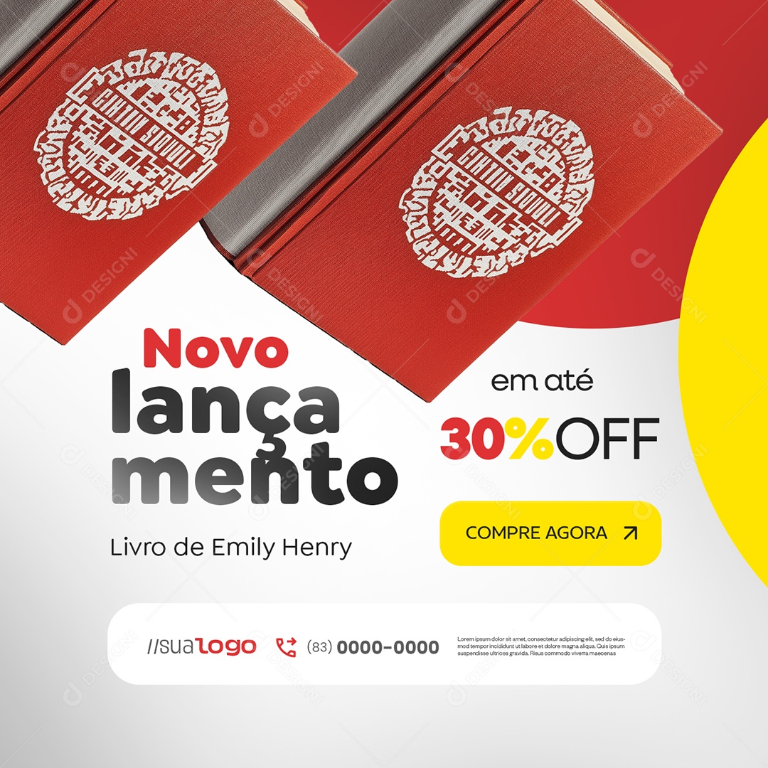 Livraria Novo Lançamento Livro de Emily Henry em Até 30% Off Social Media PSD Editável