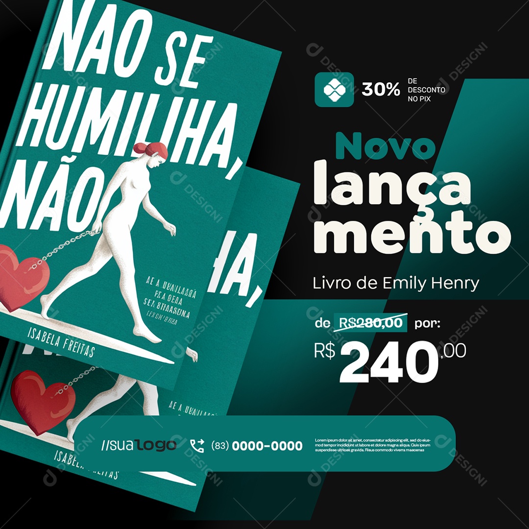 Livraria Novo Lançamento Livro de Emily Henry Social Media PSD Editável