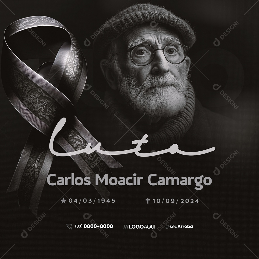 Luto Carlos Moacir Camargo Social Media PSD Editável