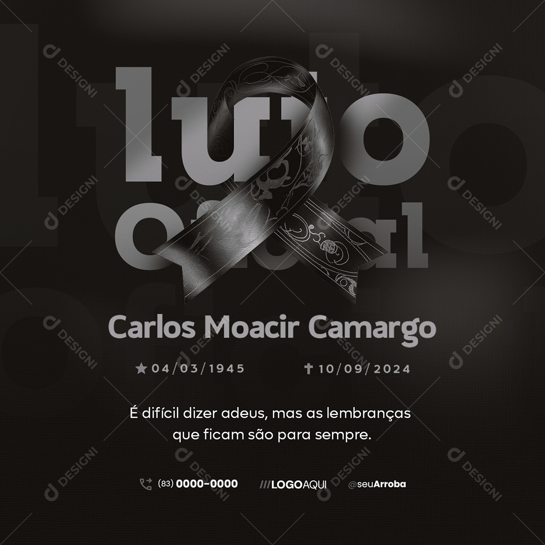 Luto Oficial Carlos Moacir Camargo Social Media PSD Editável