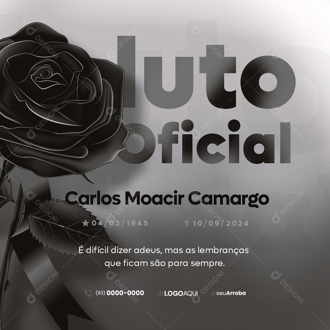 Luto Oficial Social Media PSD Editável