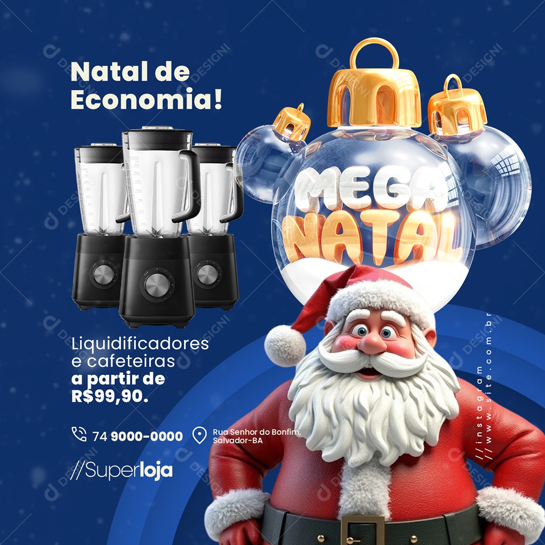 Mega Natal Loja de Eletrodomésticos Liquidificadores Natal de Economia Social Media PSD Editável