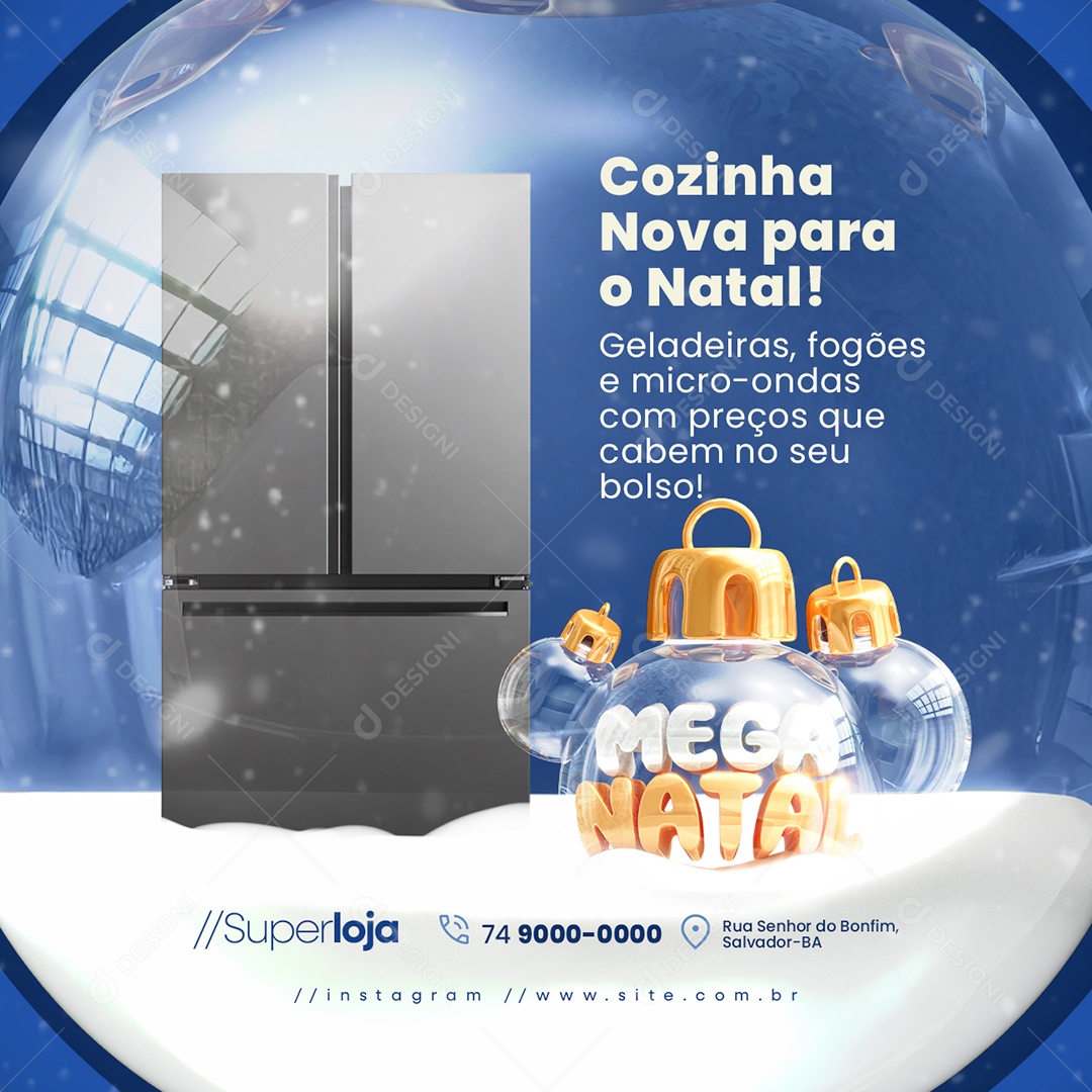Mega Natal Loja de Eletrodomésticos Geladeiras Social Media PSD Editável