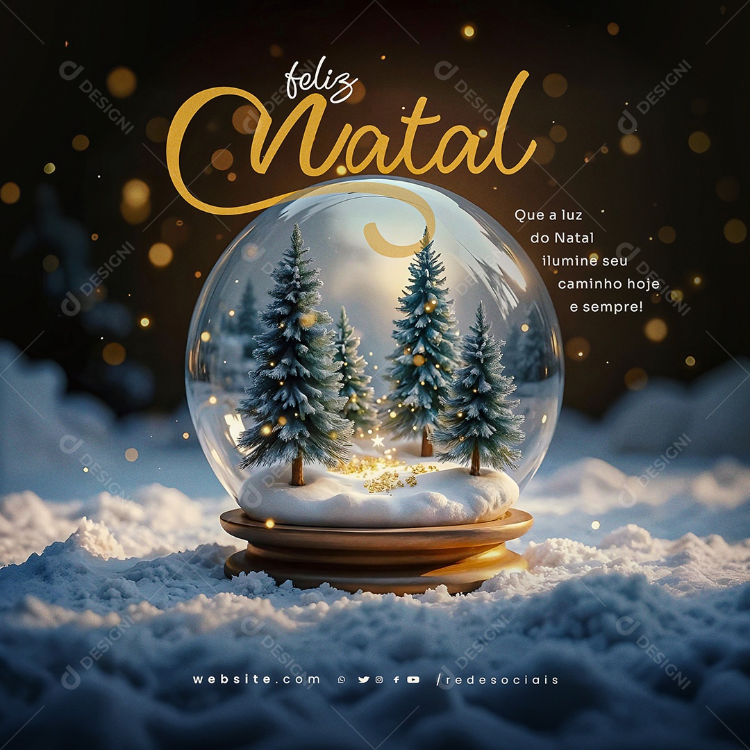 Feliz Natal Que a Luz do Natal Ilumine seu Caminho  Social Media PSD Editável