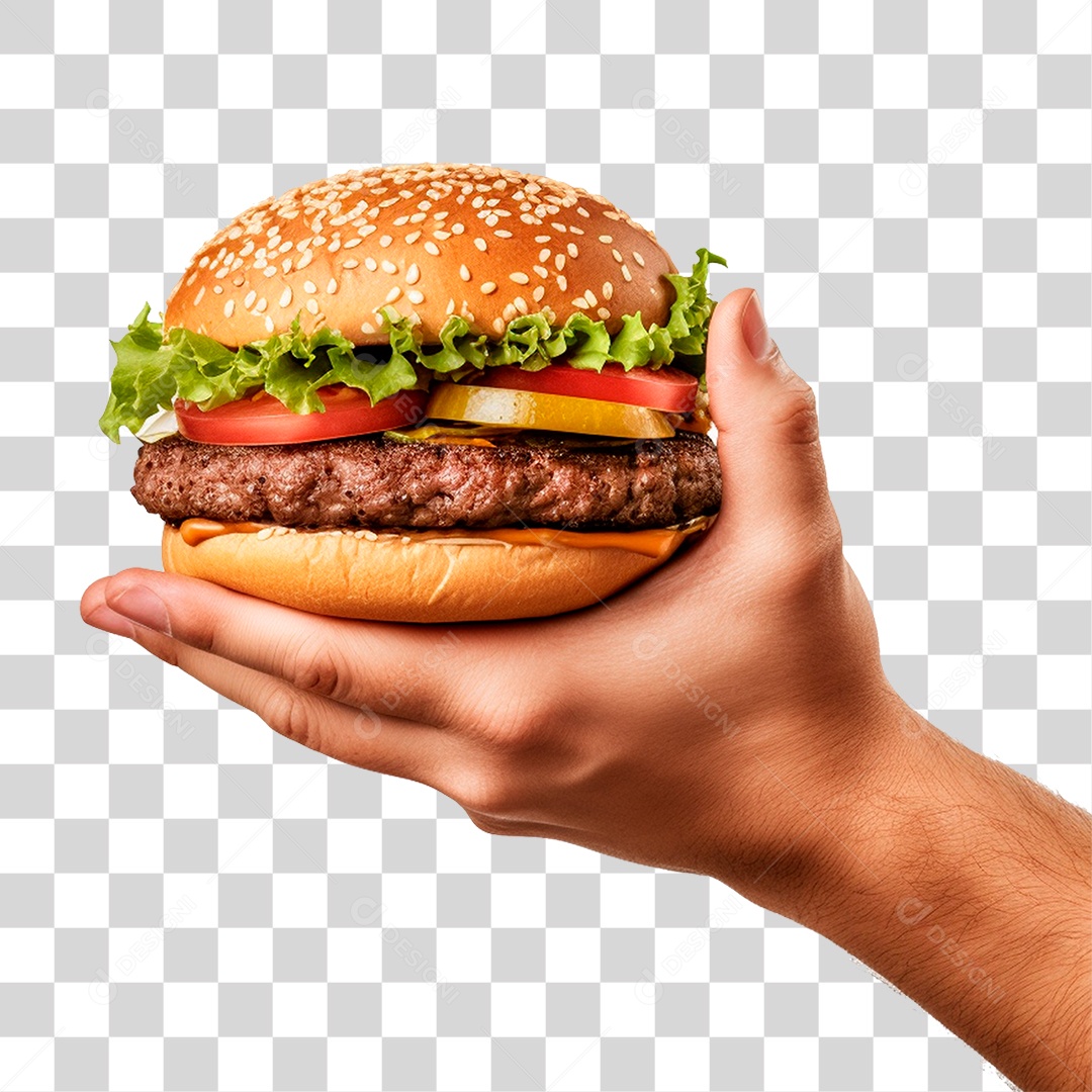 Mão Segurando Hambúrguer Lanches PNG Transparente