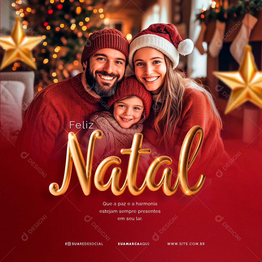Feliz Natal 25 de Dezembro Social Media PSD Editável
