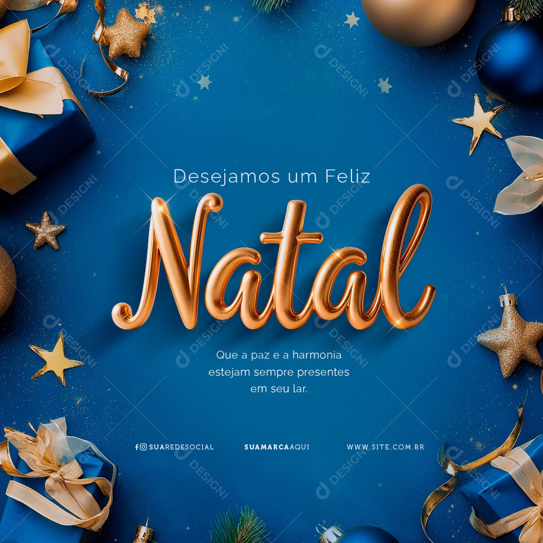 Desejamos um Feliz Natal Social Media PSD Editável