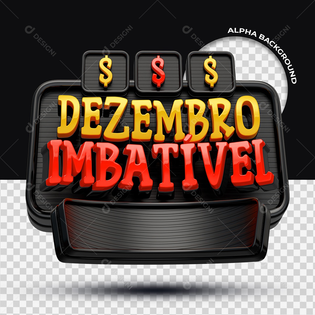 Dezembro Imbatível Selo 3D para Composição PSD