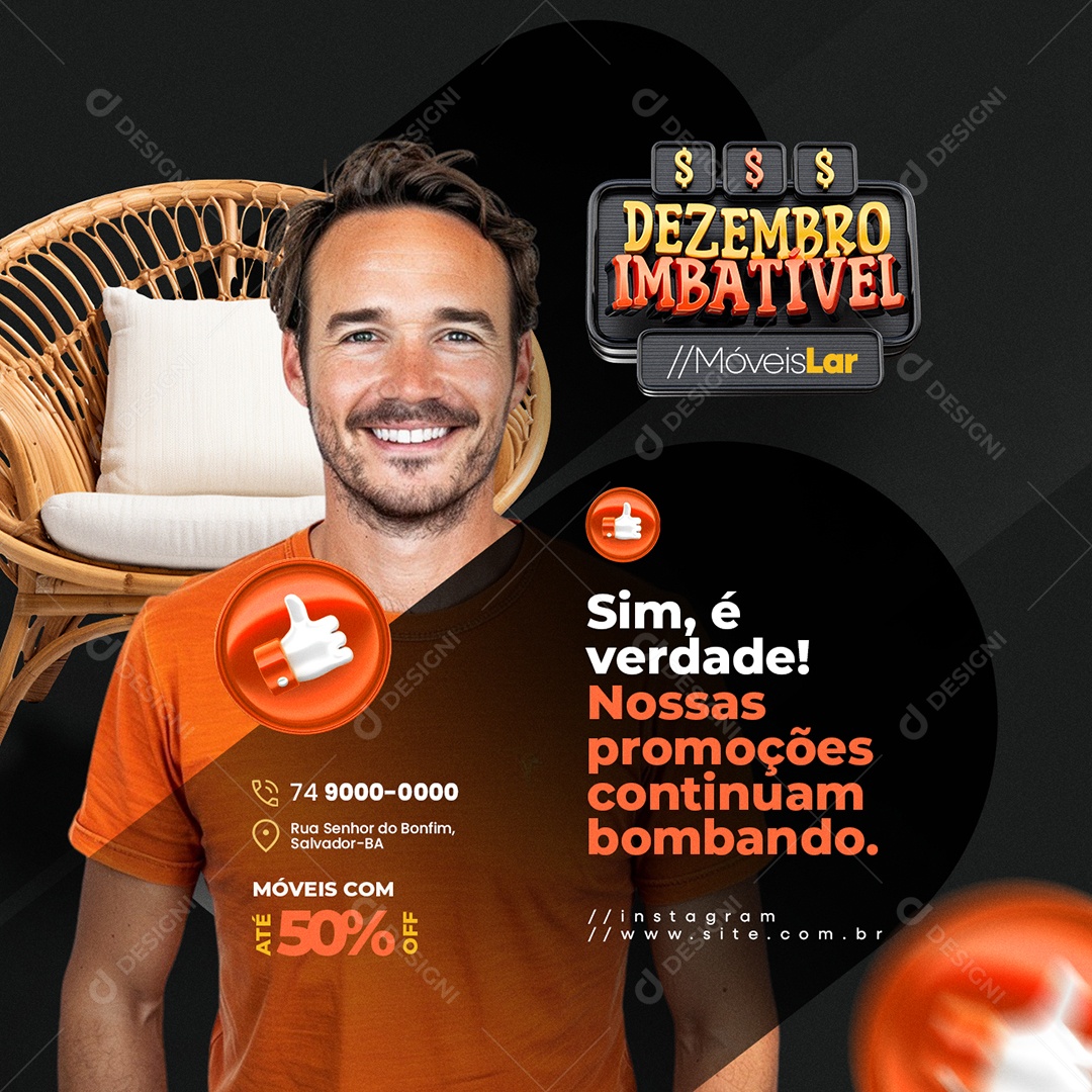 Dezembro Imbatível Loja de Móveis Nossas Promoções Social Media PSD Editável