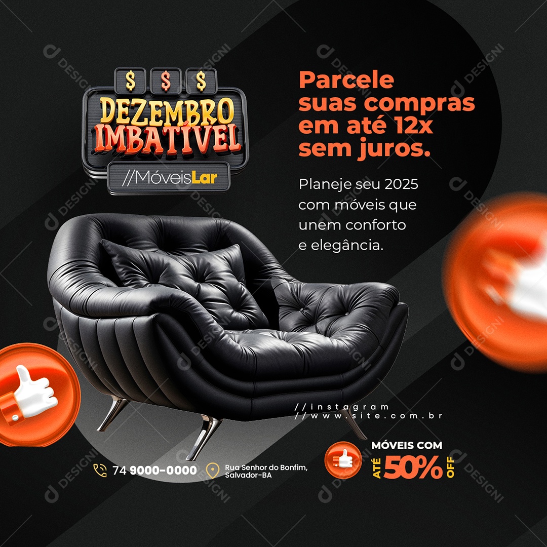 Dezembro Imbatível Loja de Móveis Parcele suas Compras Social Media PSD Editável