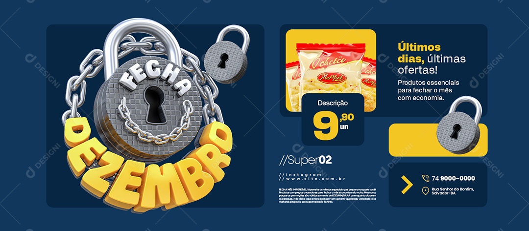 Banner Fecha Dezembro Supermercado Últimos Dias Últimas Ofertas Social Media PSD Editável