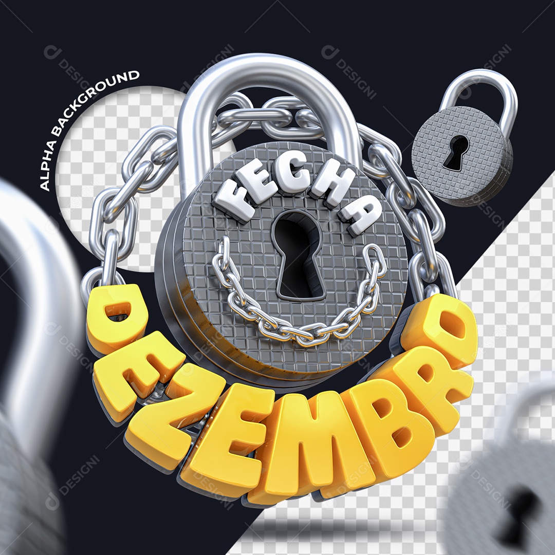 Fecha Dezembro Selo 3D para Composição PSD