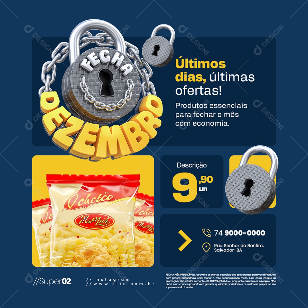 Fecha Dezembro Supermercado Últimos Dias Últimas Ofertas Social Media PSD Editável