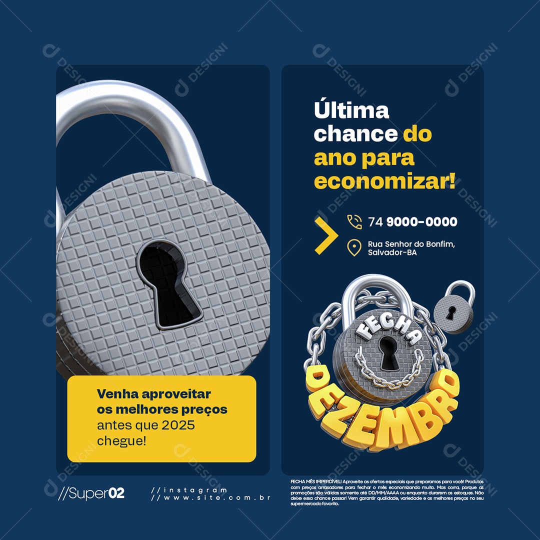 Fecha Dezembro Supermercado Última Chance Social Media PSD Editável