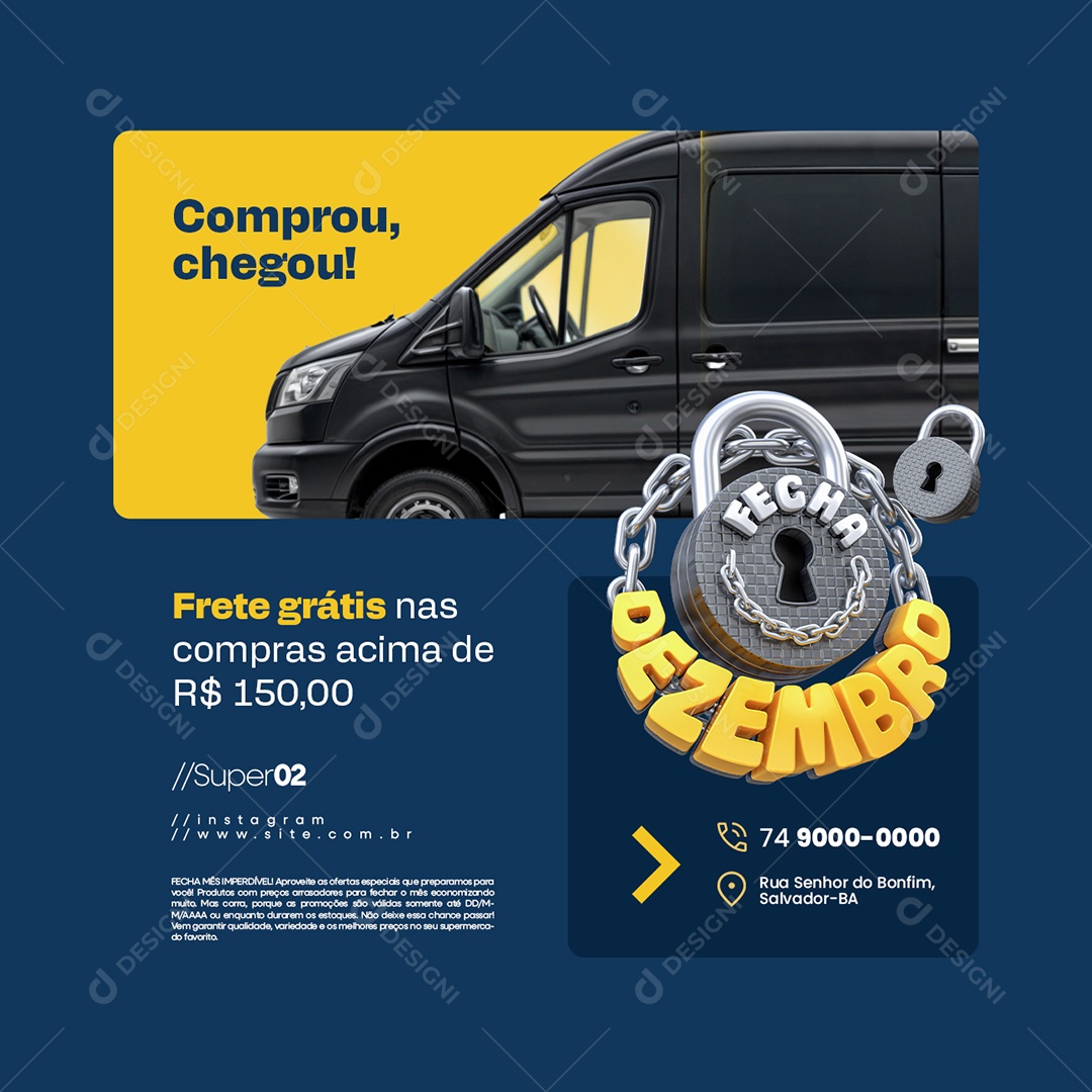 Fecha Dezembro Supermercado Comprou Chegou Social Media PSD Editável