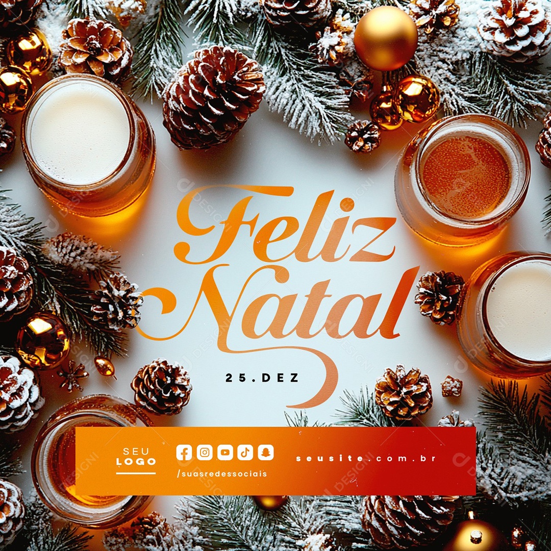 Feliz Natal 25 de Dezembro Choperia Social Media PSD Editável