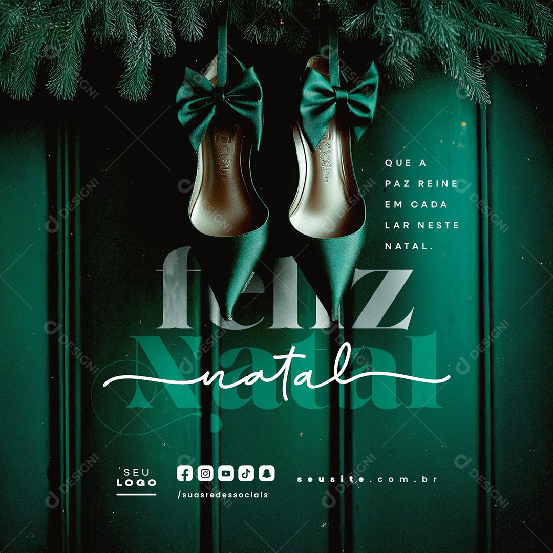 Feliz Natal 25 de Dezembro Loja de Sapatos Social Media PSD Editável