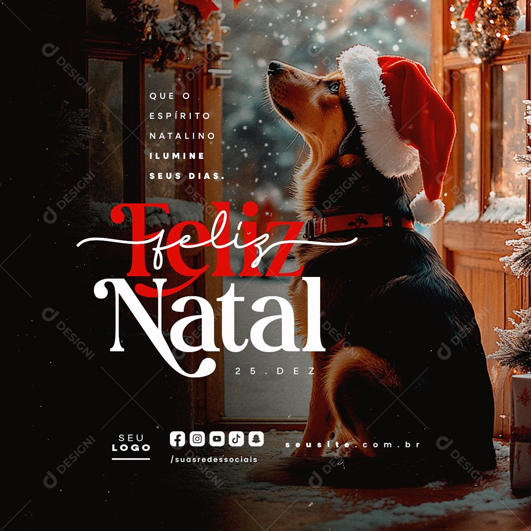 Feliz Natal 25 de Dezembro Social Media PSD Editável