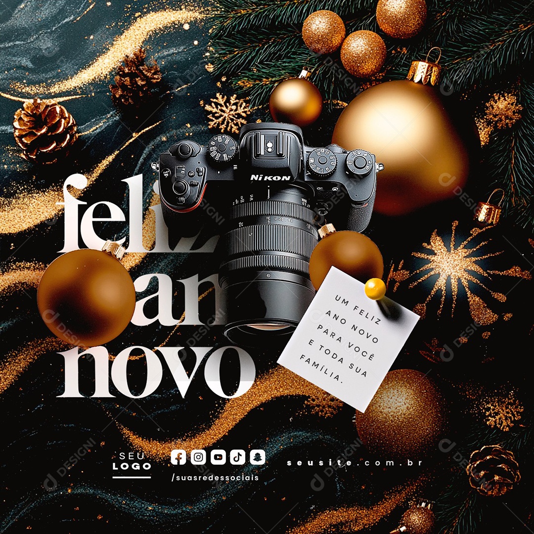 Feliz Ano Novo 01 de Janeiro Fotográfo Social Media PSD Editável