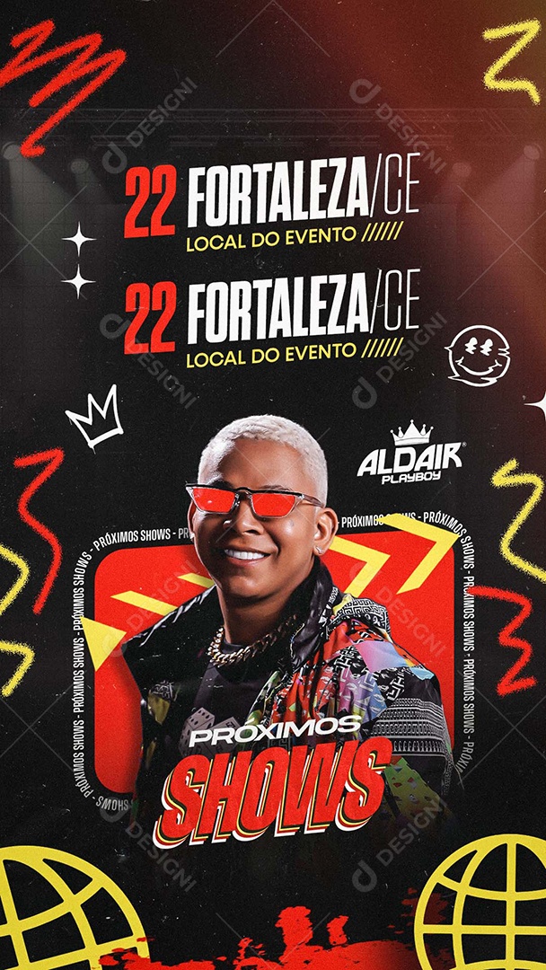 Story Flyer Próximos Shows Aldair PlayBoy Social Media PSD Editável