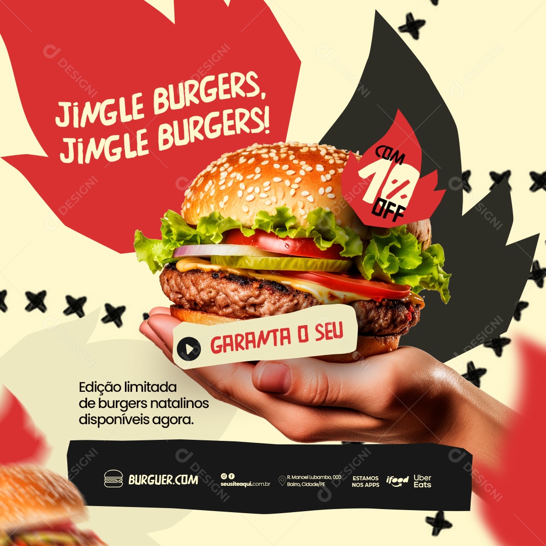 Promoção de Natal Hamburgueria Social Media PSD Editável