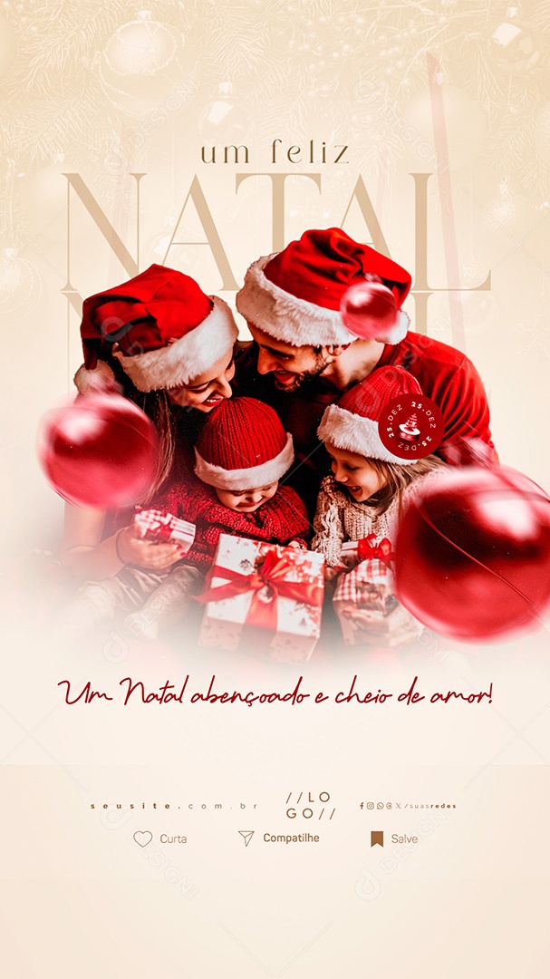 Story Um Feliz Natal 25 de Dezembro Social Media PSD Editável