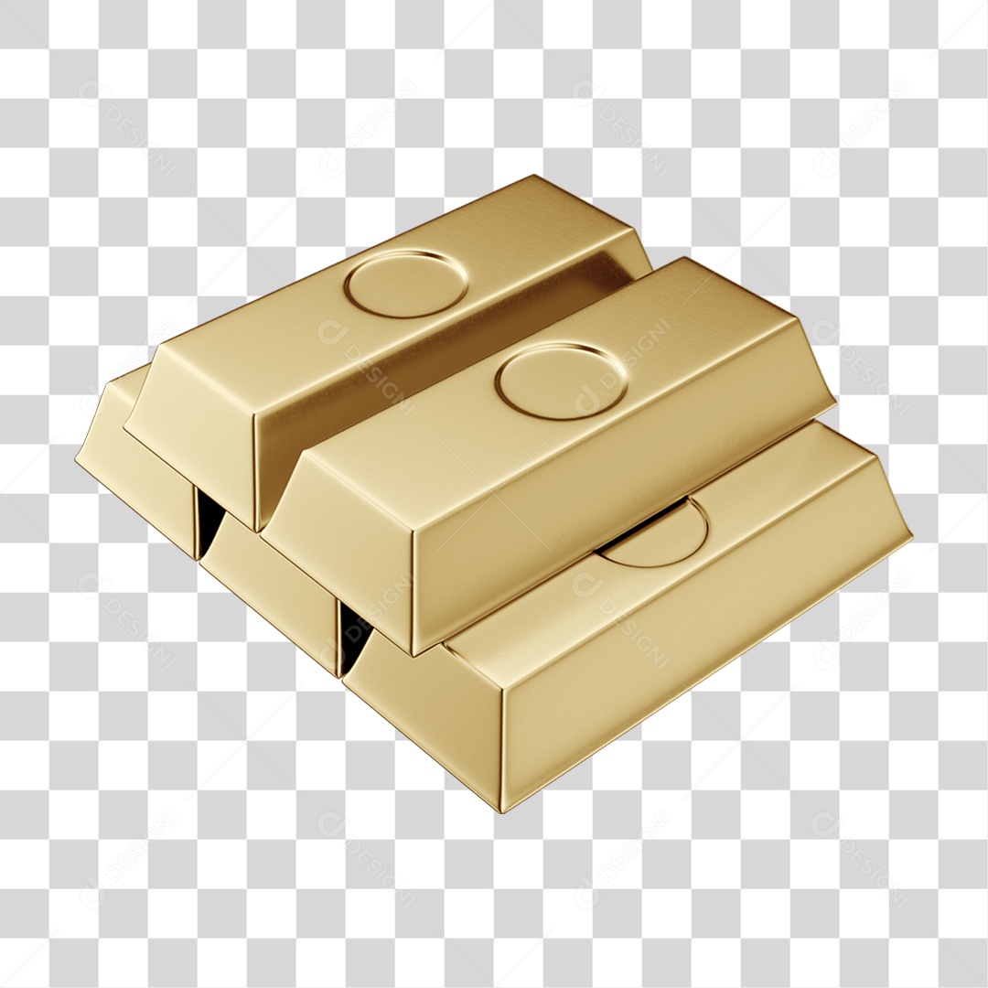 Elemento 3D Barras de Ouro PNG Transparente