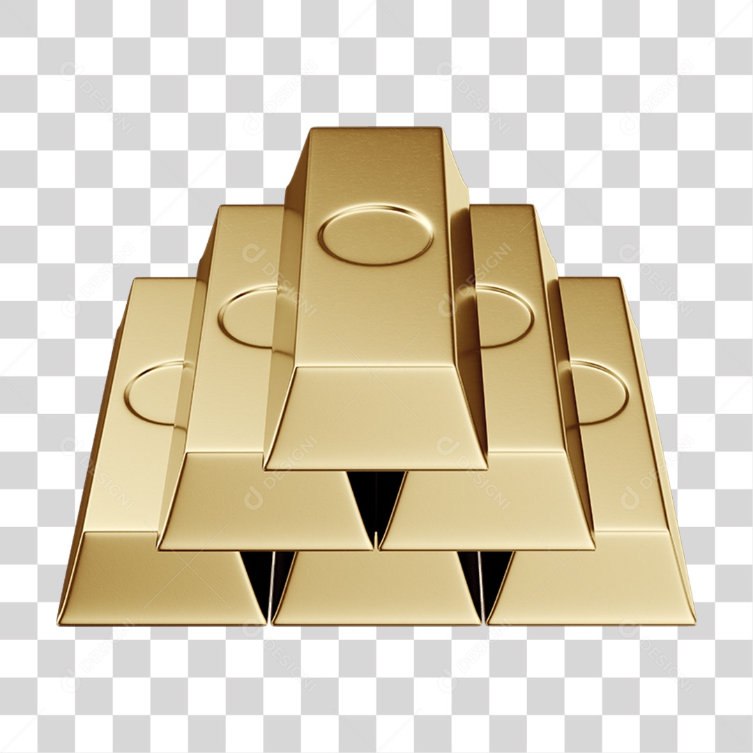 Elemento 3D Barras de Ouro PNG Transparente