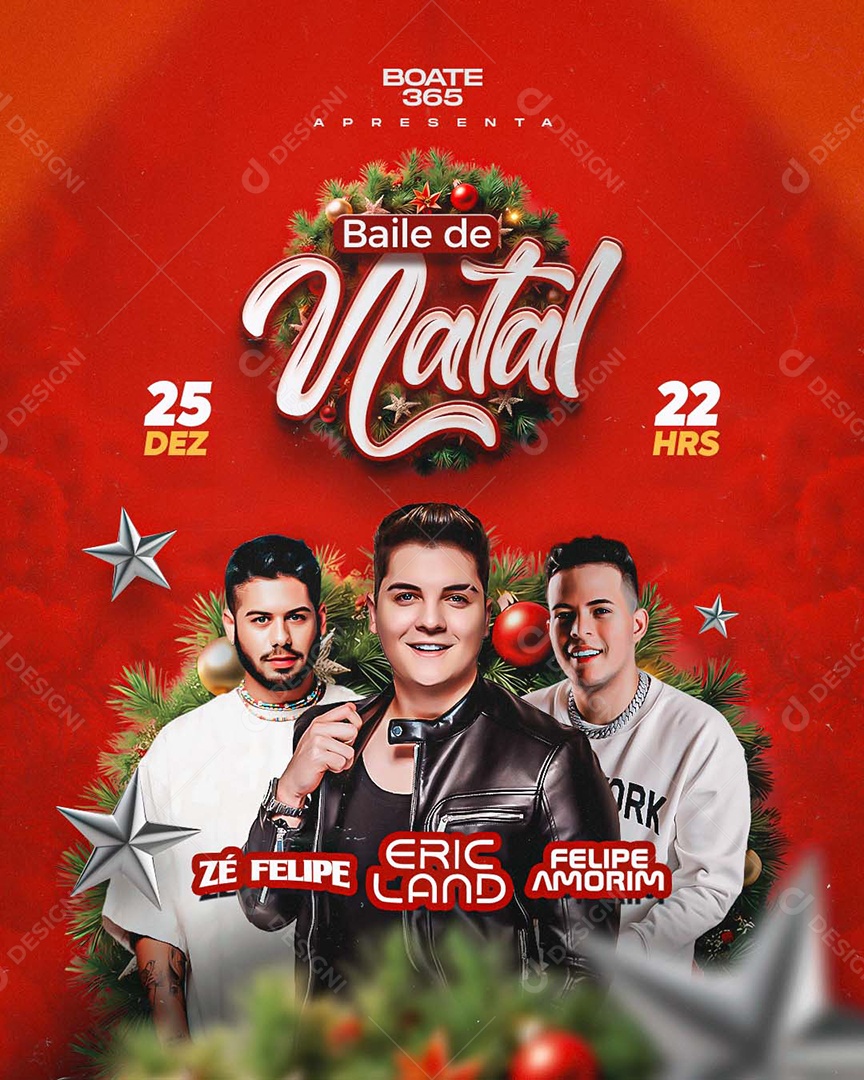Flyer Próximo Show Baile de Natal Agenda Social Media PSD Editável