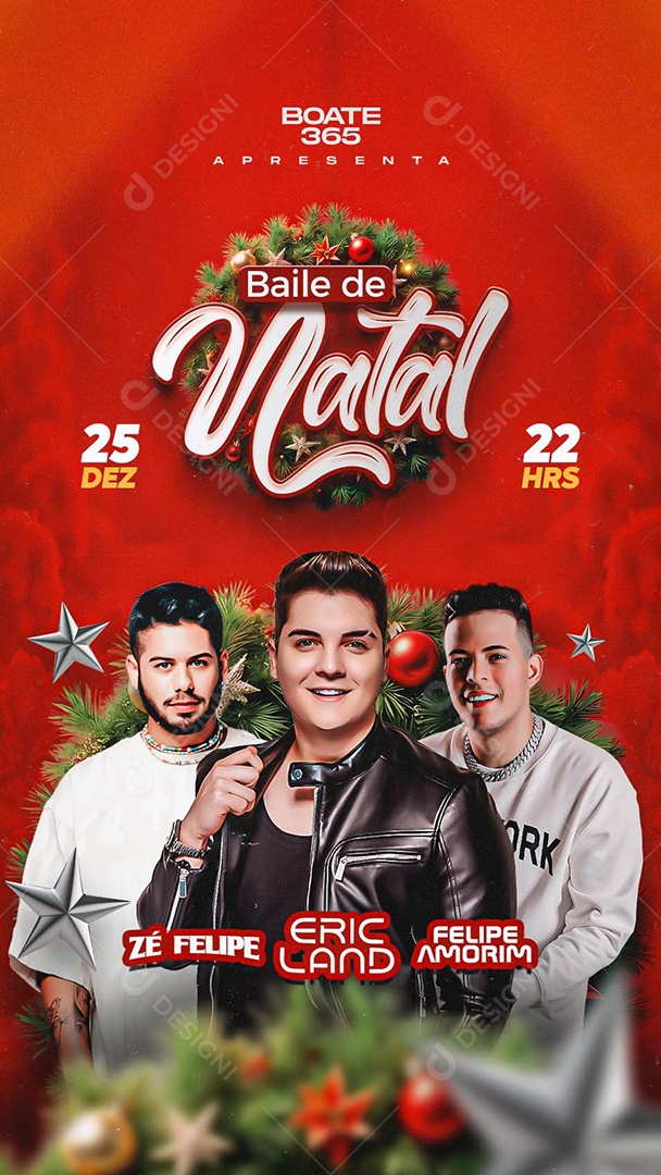 Story Flyer Show Baile de Natal Agenda Social Media PSD Editável