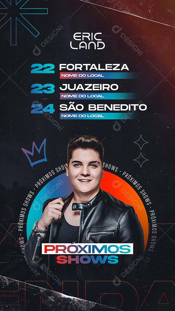 Story Flyer Próximos Shows Eric Land Agenda Social Media PSD Editável