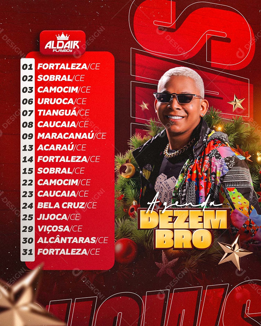 Flyer Próximos Shows Aldair Playboy Social Media PSD Editável