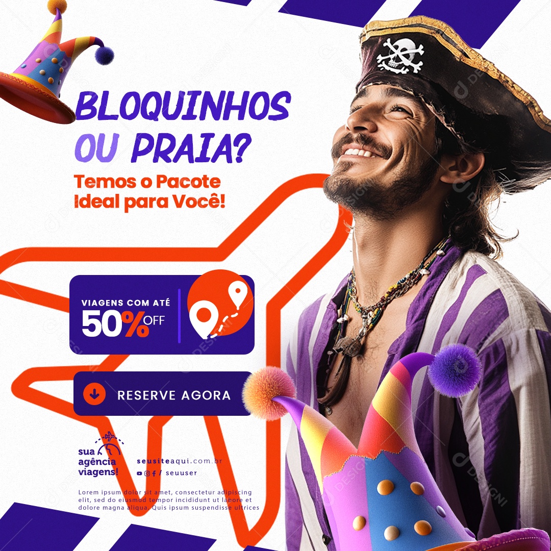 Agência de Viagens Promoção de Carnaval Social Media PSD Editável