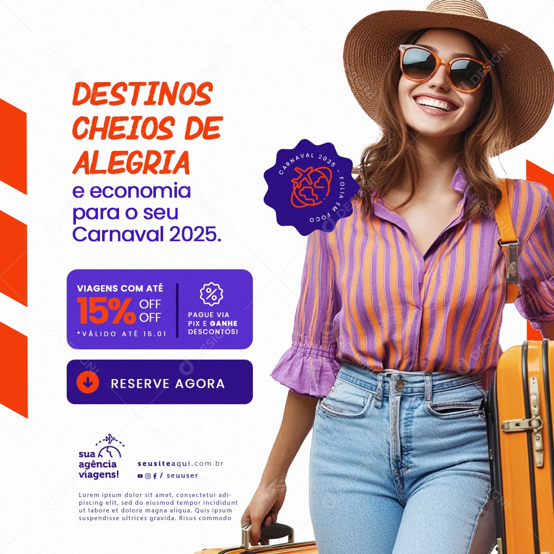 Agência de Viagens Promoção de Carnaval Social Media PSD Editável
