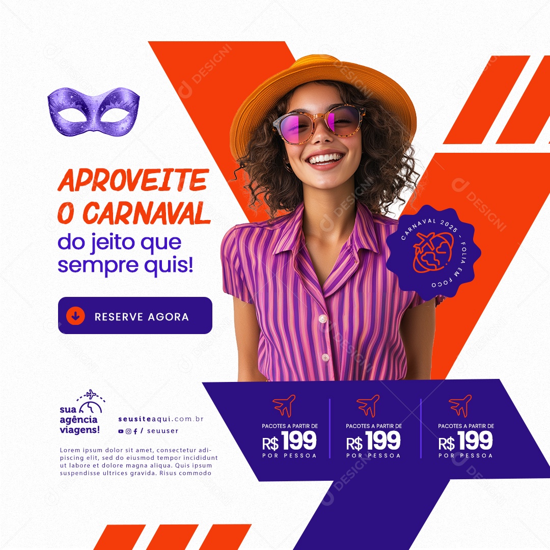 Agência de Viagens Promoção de Carnaval Social Media PSD Editável