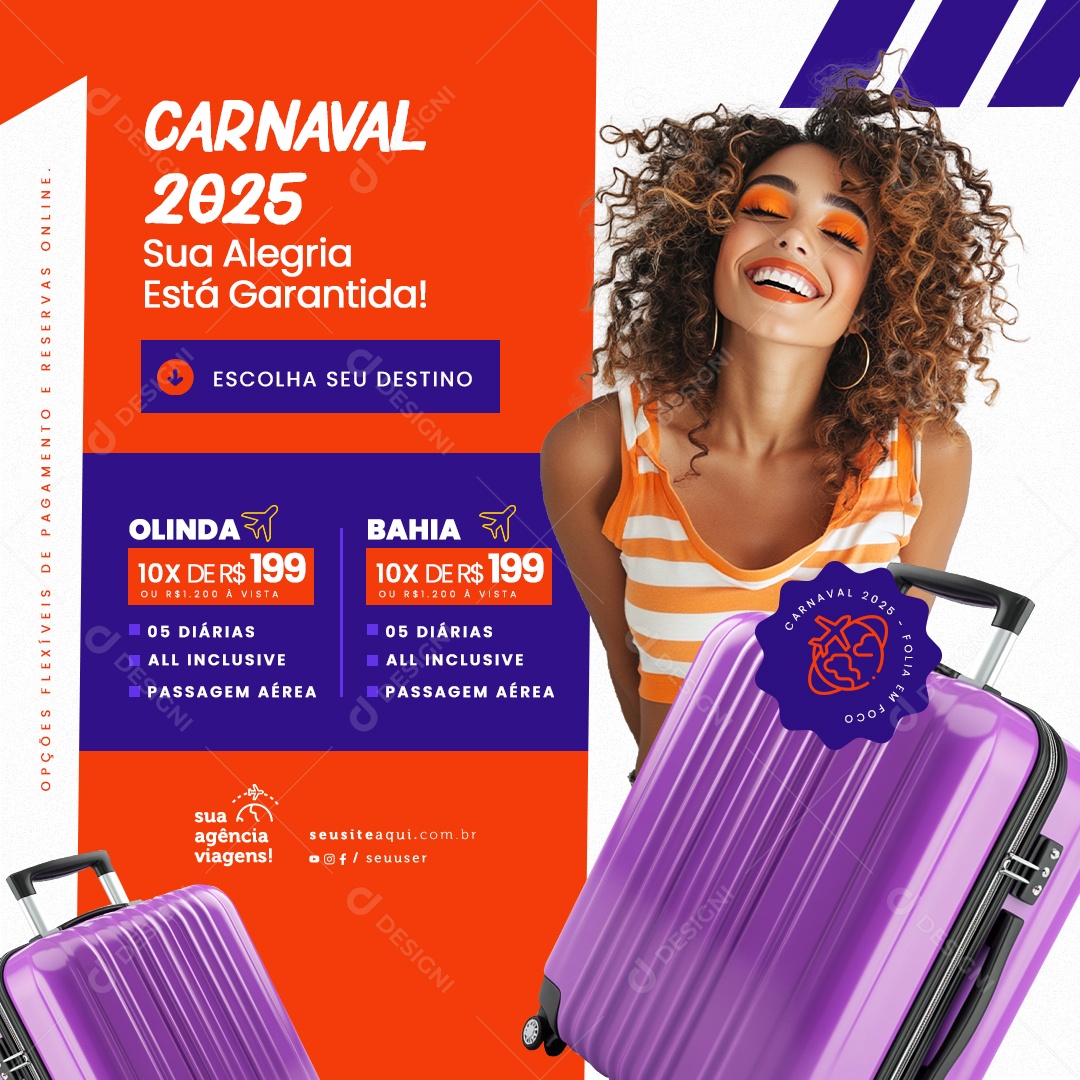 Agência de Viagens Promoção de Carnaval Social Media PSD Editável