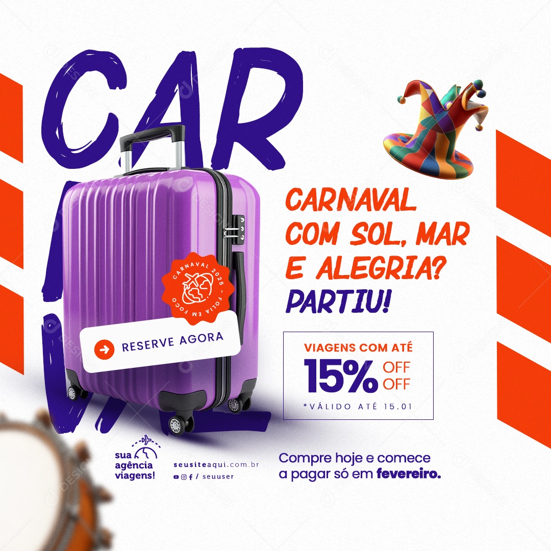 Agência de Viagens Promoção de Carnaval Social Media PSD Editável