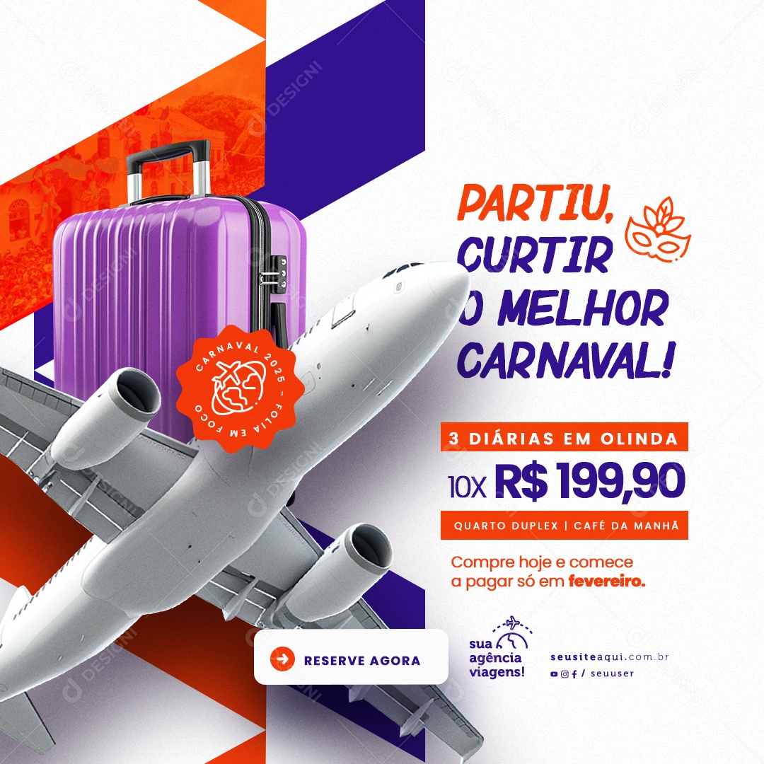 Agência de Viagens Promoção de Carnaval Social Media PSD Editável