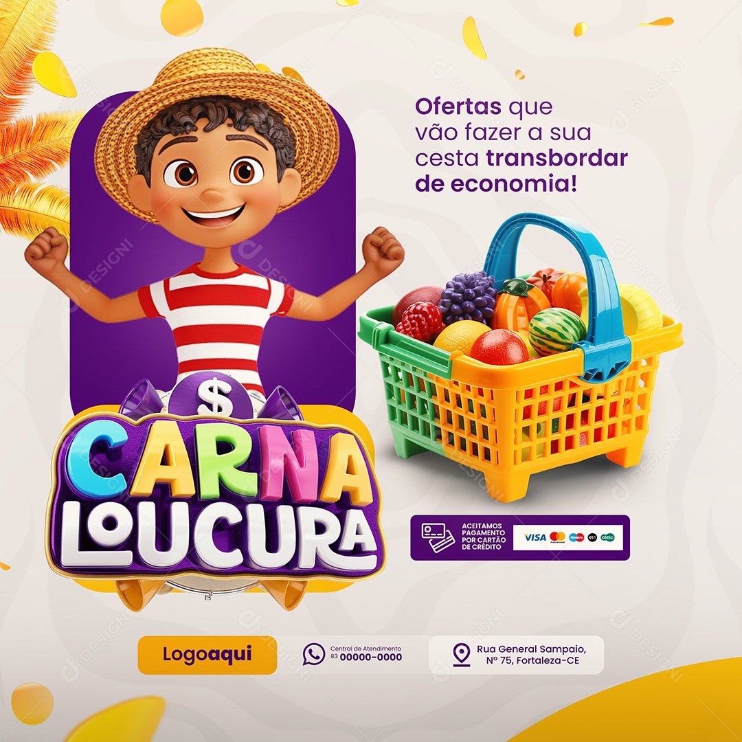 Carna Loucura Supermercado Ofertas Hortifruti Social Media PSD Editável