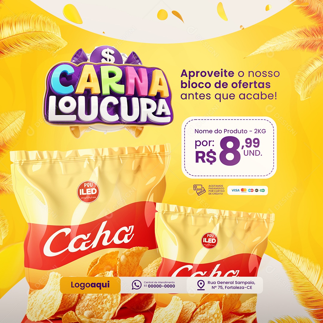 Carna Loucura Supermercado Batata Social Media PSD Editável