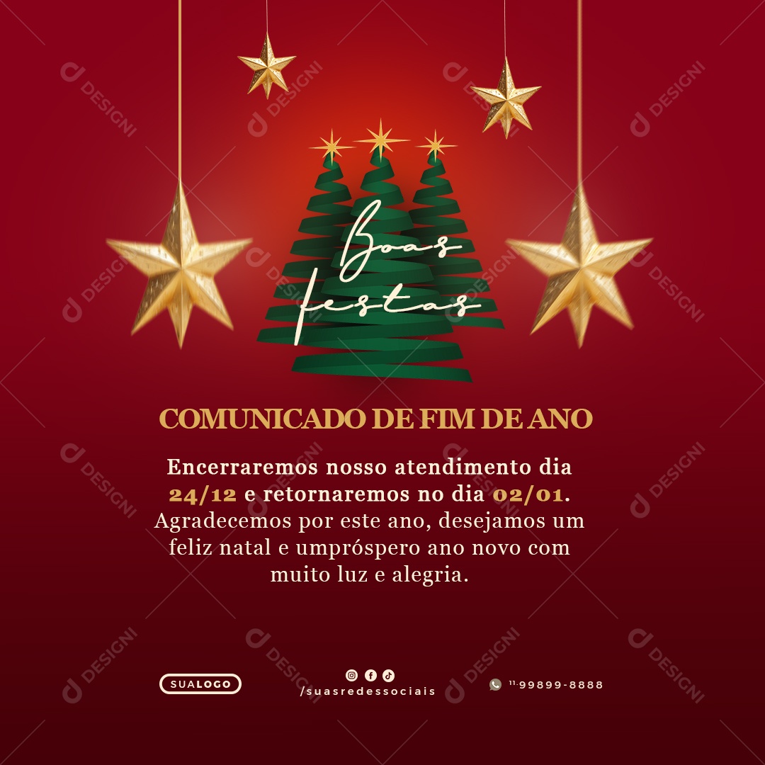 Feliz Natal 25 de Dezembro Social Media PSD Editável