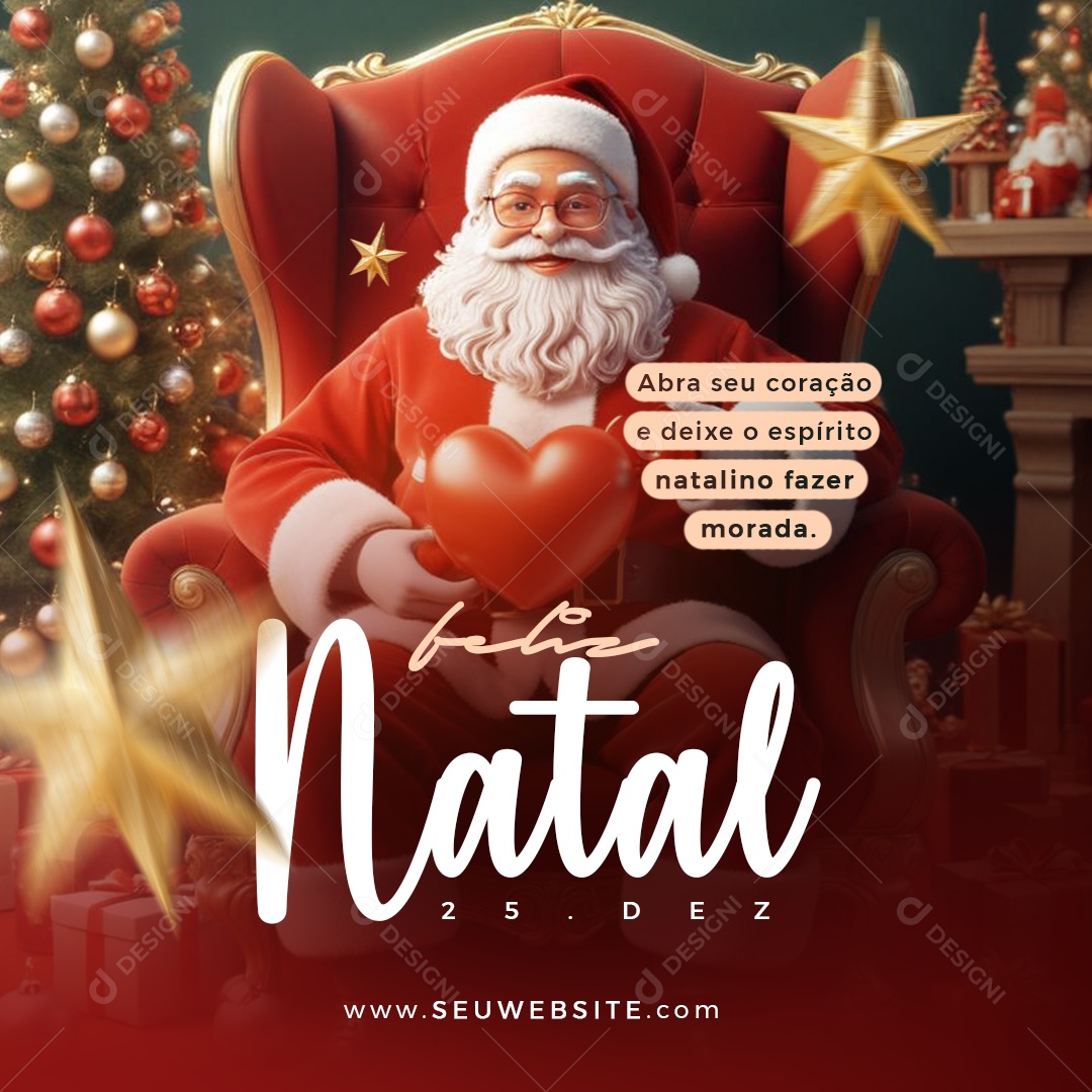 Feliz Natal 25 de Dezembro Social Media PSD Editável