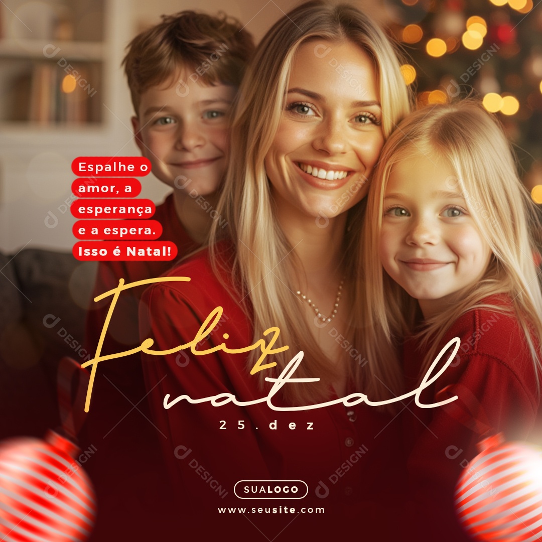 Feliz Natal 25 de Dezembro Social Media PSD Editável