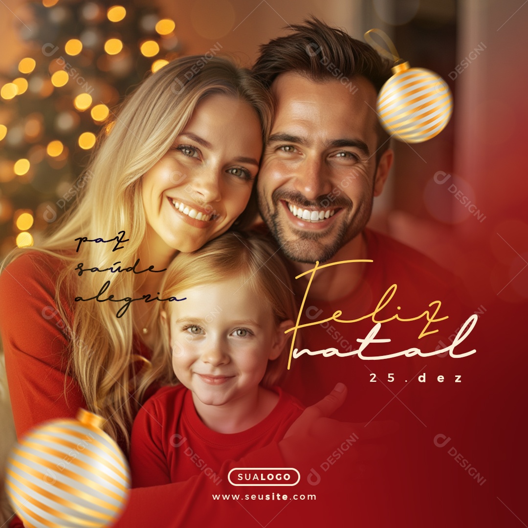 Feliz Natal 25 de Dezembro Social Media PSD Editável