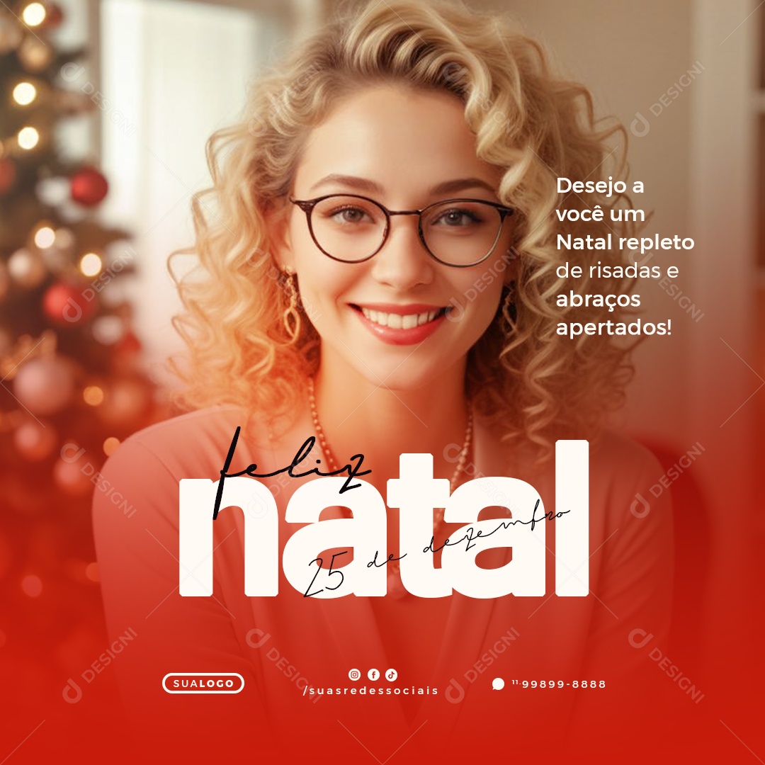 Feliz Natal 25 de Dezembro Social Media PSD Editável