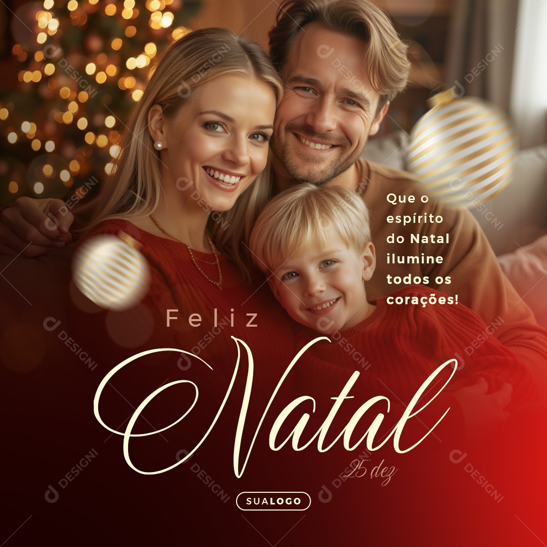 Feliz Natal 25 de Dezembro Social Media PSD Editável