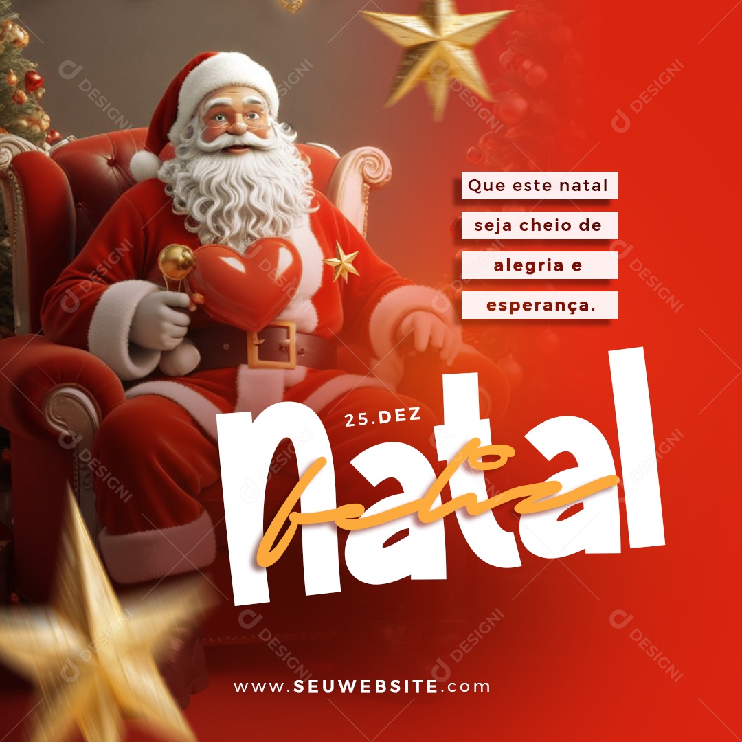 Feliz Natal 25 de Dezembro Social Media PSD Editável