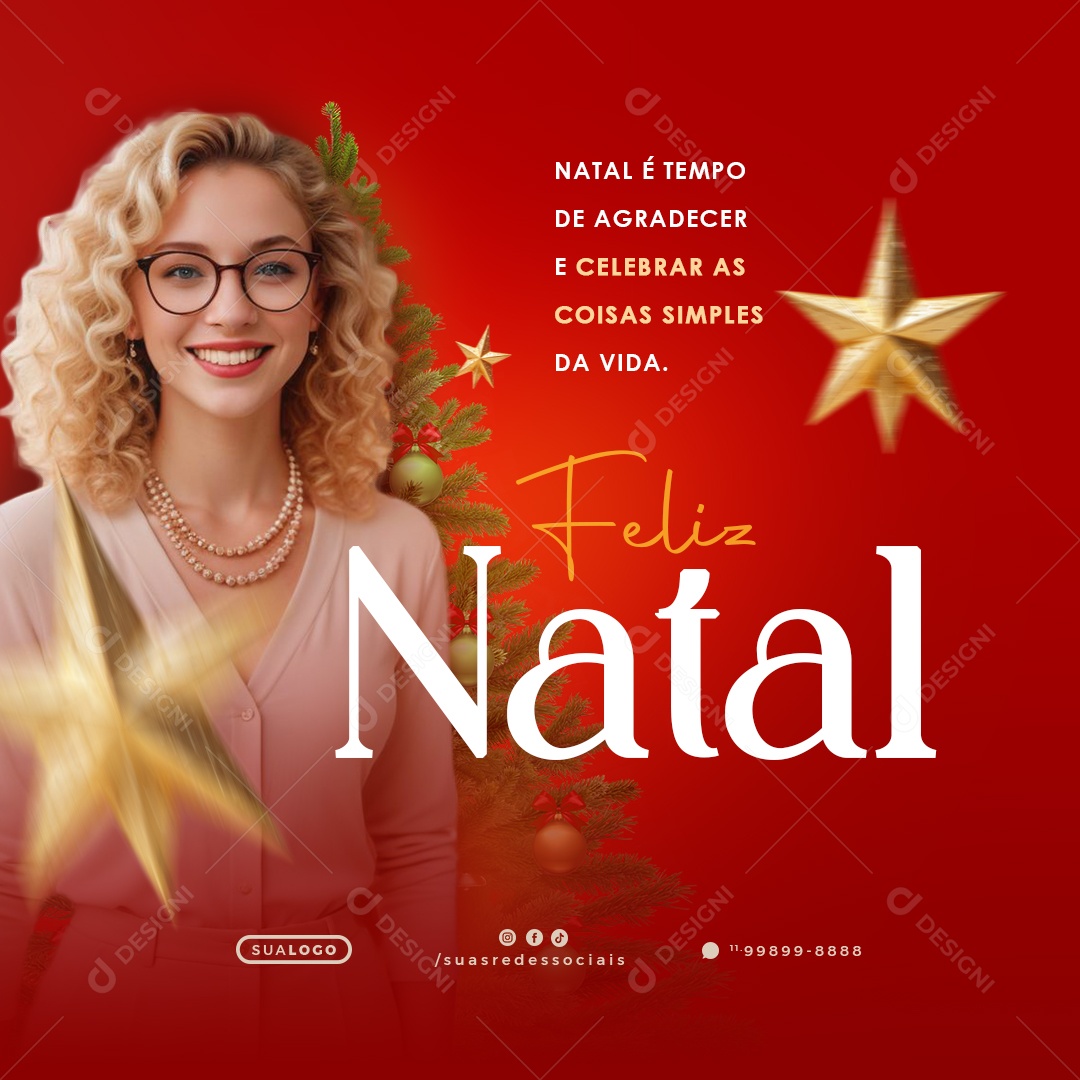 Feliz Natal 25 de Dezembro Social Media PSD Editável