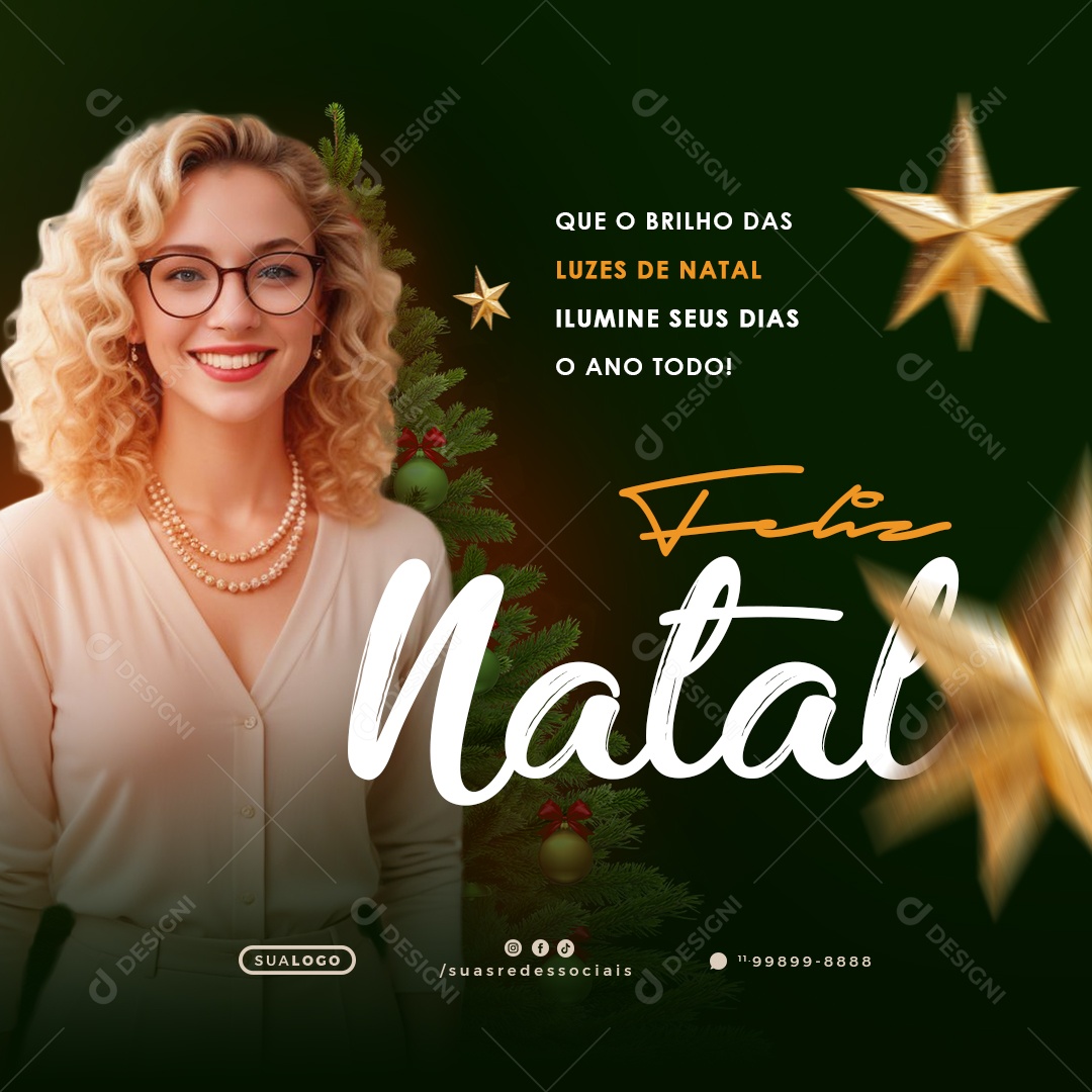 Feliz Natal 25 de Dezembro Social Media PSD Editável